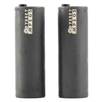 Two black Odyssey BMX Stunt Pegs with 'Odyssey MPegs' branding on a white background