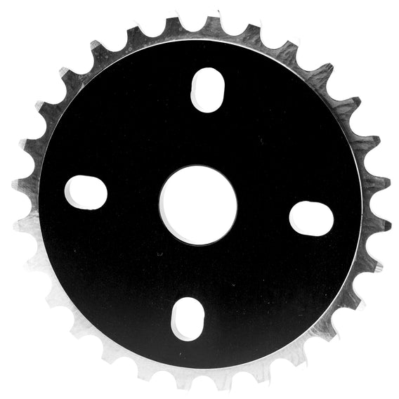 Reverse side of Profile Racing Blackjack sprocket in 28 tooth photographed on a white background