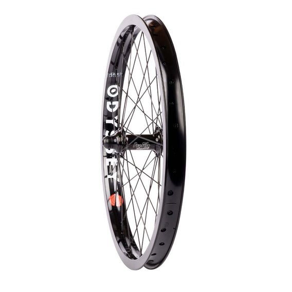Profile Elite X Odyssey Hazard Lite Front Wheel Black front left view
