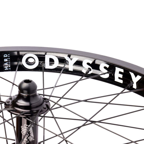 Profile Elite X Odyssey Hazard Lite Front Wheel Black rim text