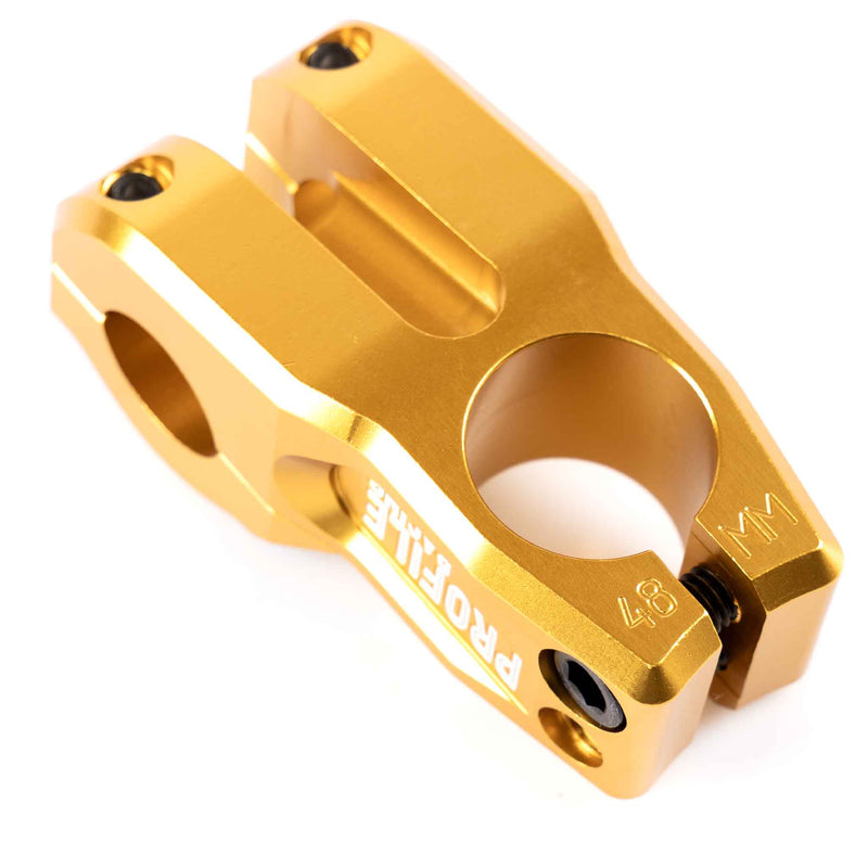 Profile Push Top Load Stem - Gold 48mm engraved detail | Backyard UK BMX 