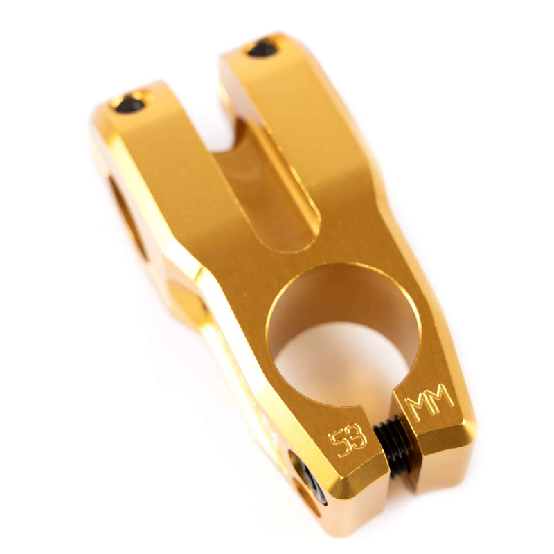 Profile Push Top Load Stem - Gold 53mm engraved detail | Backyard UK BMX