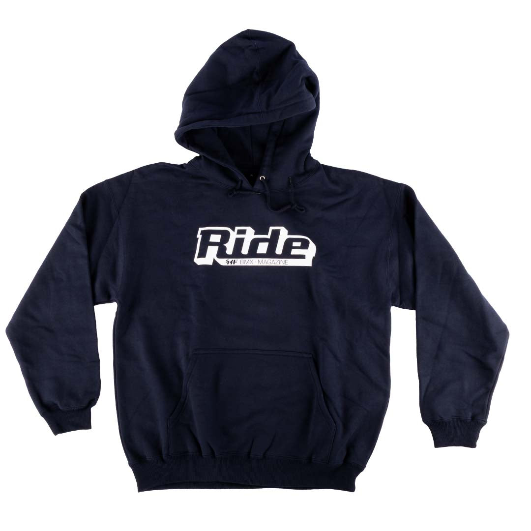 Ride UK BMX Classic Logo Hoodie Navy Blue front view