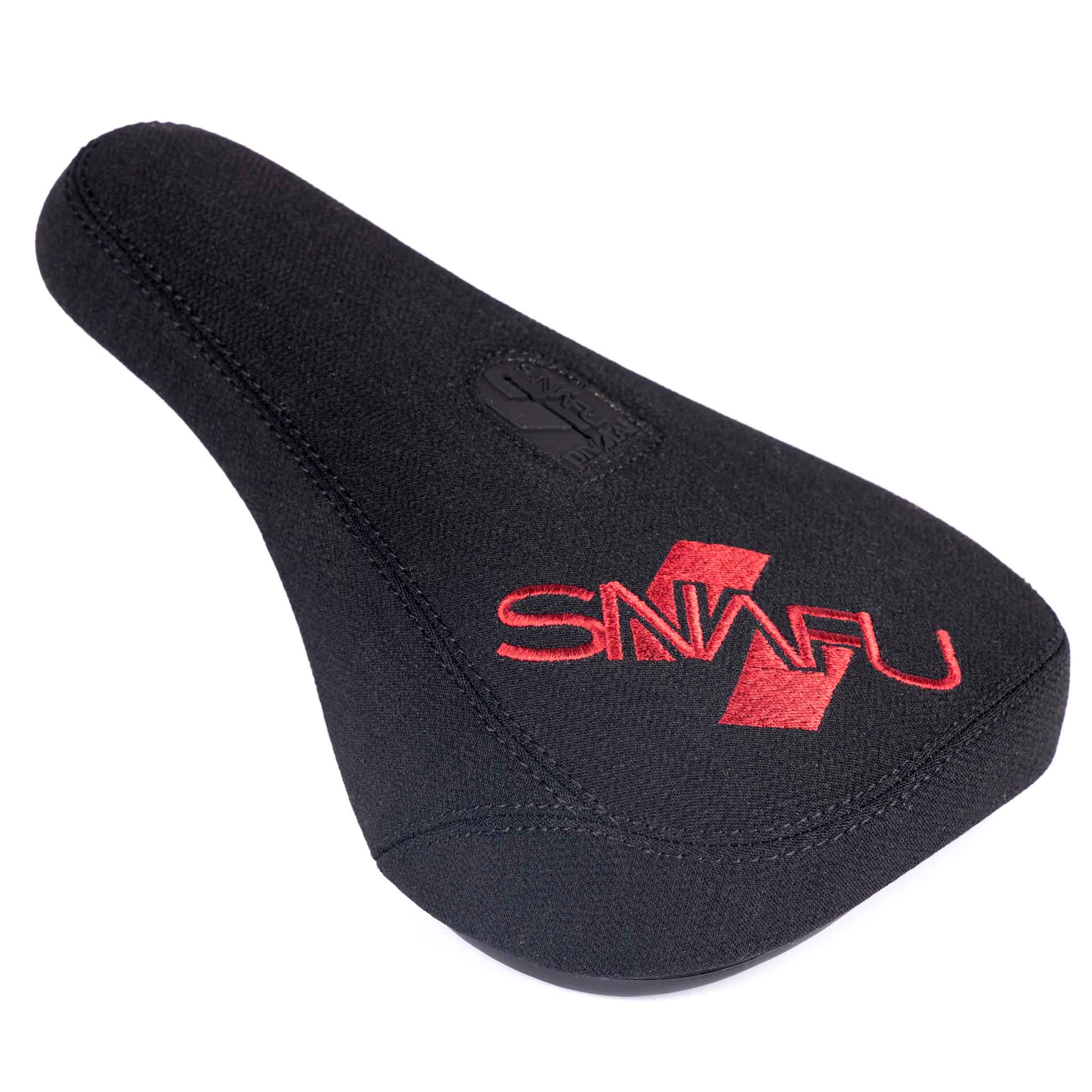 Snafu Fat Padded Pivotal Seat - Black / Red rear angled view