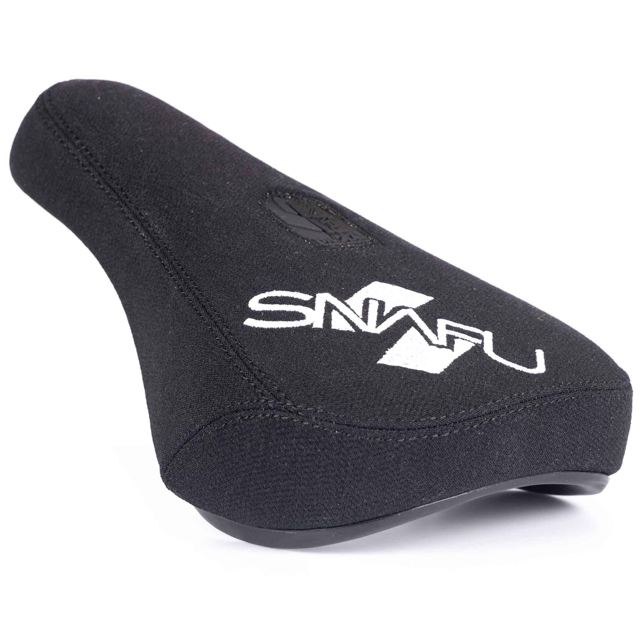 Snafu Fat Padded Pivotal Seat - Black / White rear angled view