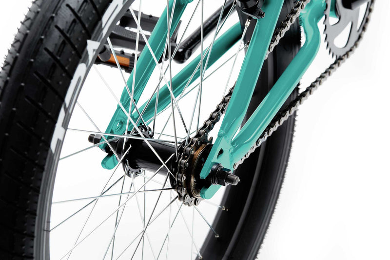 Tribal Clan V2 blue close up of rear wheel photographed on a white background