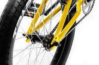 Tribal Clan V2 yellow close up of rear wheel photographed on a white background