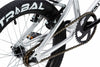 Tribal Nomad 18" BMX Silver, close up of rear tyre and brake photographed on a white background