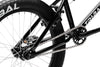 Tribal Spear V2 Black BMX, close up of rear wheel and rear triangle of frame on a white background