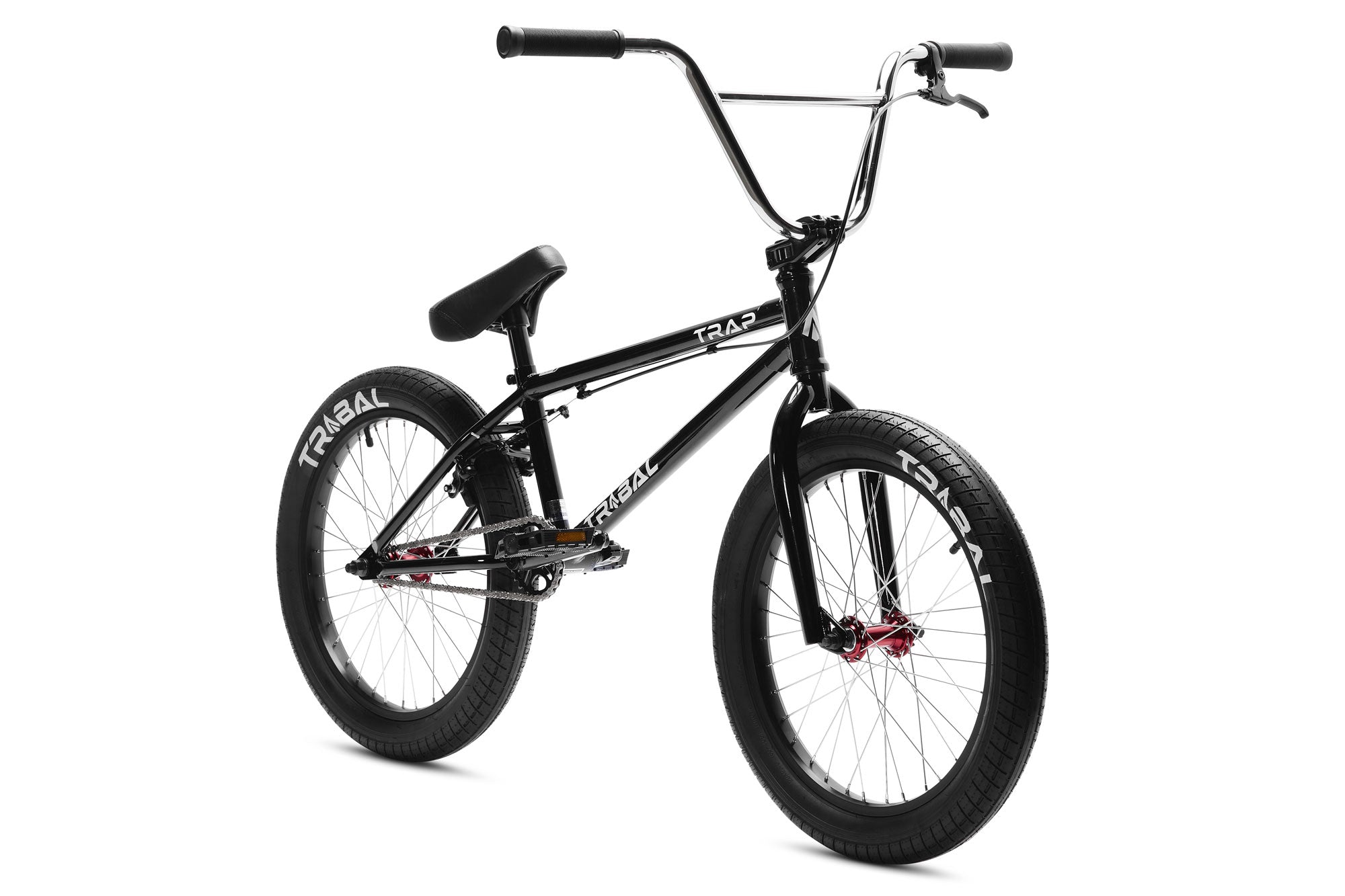 tribal trap bmx black bmx bike front view on a white background