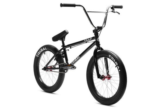 tribal trap bmx black bmx bike front view on a white background