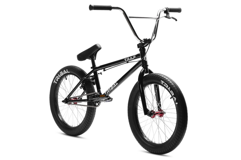 tribal trap bmx black bmx bike front view on a white background