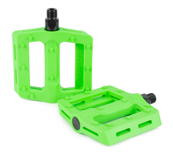 Shadow Surface Plastic Pedals - Neon Green 9/16"