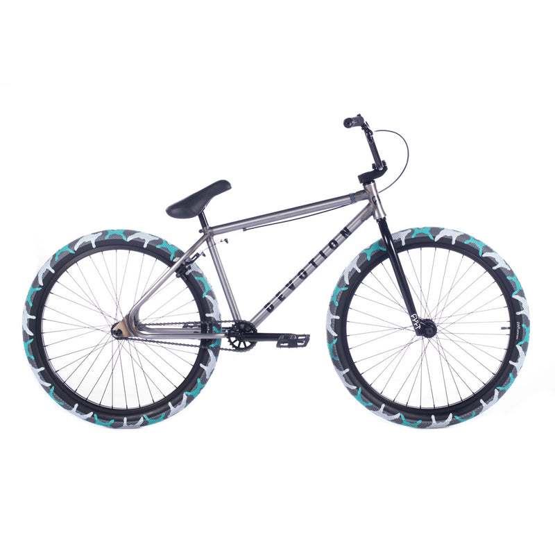 Cult 2022 Devotion 26" BMX Bike - Raw With Black Parts And Teal Camo Tyres 22"