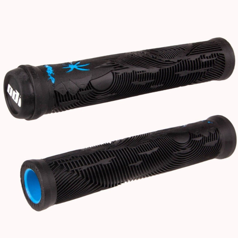 ODI Hucker Flangeless Grips - Black / Blue 160mm