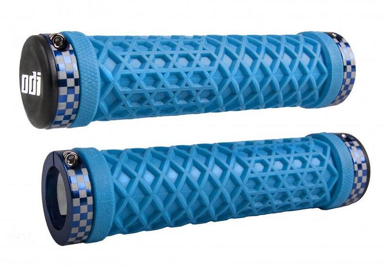 ODI x Vans Lock-On Grips - Cyan Blue / Chequerboard 130mm