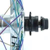 Total BMX Techfire Cassette Rear Wheel - Silver With Rainbow Spokes 9 Tooth