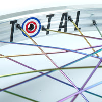 Total BMX Techfire Front Wheel - Silver With Rainbow Spokes 10mm (3/8")