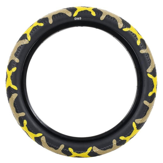 Cult Vans Tyre 20" - Yellow Camo With Black Sidewall 2.40"